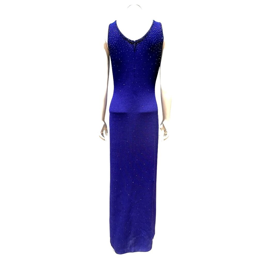 Vintage Dress by St John 2 Royal Purple Santana Knit Maxi Rhinestone Sparkle Gow - Picture 6 of 16